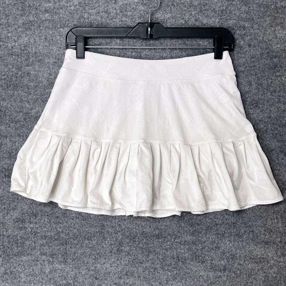 Lilly Pulitzer Luxletic White Tennis Skort Jacquard Pineapple Racket Small Lined